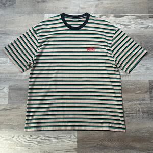 Butter Goods Striped T-Shirt XL Peach Green Black Red Logo Skate Streetwear